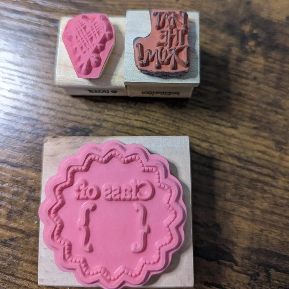 15 Wooden Rubber Stamps- Scrapbooking-Journaling- Teachers-Border-Note-Cat-Heart - Picture 7 of 9